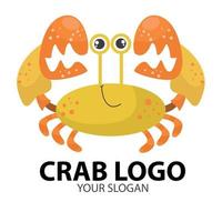 glada krabbor, sömlösa nautiska mönster med söta gula krabbor. havskrabba logotyp vektor