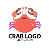 rotes Krabbenmaskottchen-Logo-Design, Meeresfrüchte-Logo vektor