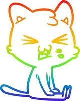 Regenbogen-Gradientenlinie Zeichnung Cartoon-Katze zischen vektor