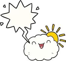 glückliche Cartoon-Wolke und Sprechblase vektor
