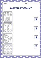 Match-and-Count-Spiel. Lernspiel für Kinder im Vorschulalter vektor