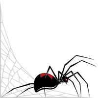 Spinnenvektordesign der schwarzen Witwe, Spinnenlatrodectus mactans, Spinnentier mit Spinnennetz vektor