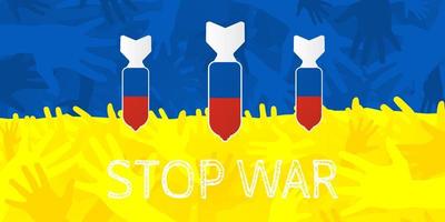 vektorillustration von stoppt den krieg ukraine russland in blauer und gelber farbe vektor