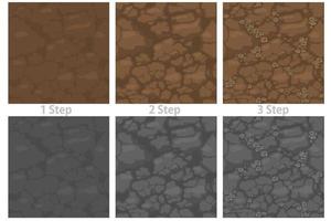 Nahtloser Musterboden mit Steinen, Schritt für Schritt Bodenstruktur für Tapeten zeichnen.