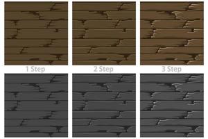 Nahtloser strukturierter Holzboden, Schritt für Schritt alte braune Bretter zeichnen. vektor