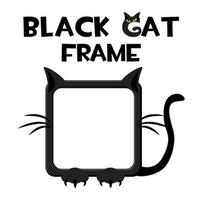 schwarzer quadratischer katzenrahmen, cartoon-halloween-avatar für ui-spiele. Vektor-Illustration lustige Grenze für die grafische Oberfläche. vektor