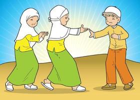 asiatisk muslimsk pojke och flickor som spelar vektor
