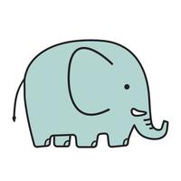 niedlicher großer elefant-gekritzel-cartoon vektor
