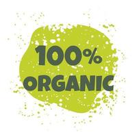 organisk grön kalligrafi bokstäver klistermärke. miljövänligt koncept för klistermärken, banderoller, kort, reklam. vektor illustration.
