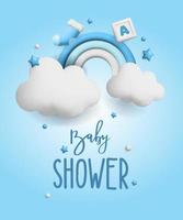 baby shower 3d-utrymme. banner affisch på baby shower i render stil. bokstäver baby. vektorillustration i 3d-stil. vektor