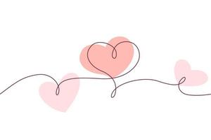älskar hjärta kontinuerlig linjeritning med röd rosa form. sömlös krans. svart isolerade linjär mall. komisk doodle konceptdesign kontur enkel gräns för sociala medier, webbdialogchatt. vektor