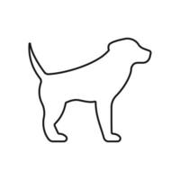 renrasig doggy retriever stående platt symbol. hund valp inhemska glad svart linje ikon. stor hundlogotyp. däggdjur labrador djur husdjur söt form kontur piktogram. isolerade vektor illustration.