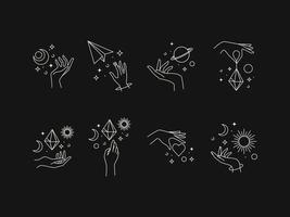 minimalistisk hand line art estetisk logotyp set vektor gratis vektor