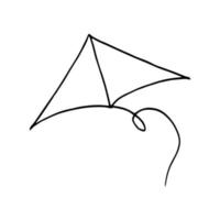 Drachen handgezeichnetes Gekritzel. vektor, minimalismus, skandinavisch, einfarbig, nordisch. Spielzeug Wind fliegende Schleife Schwanz Aufkleber Symbol vektor