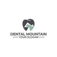 tandklinik med berg tecken logotyp design vektor