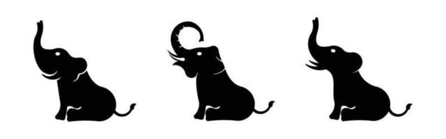 Reihe von Elefanten-Silhouetten. elefant logo set vektor symbol silhouette. icon flache vektorillustration.