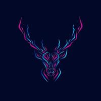 deer logo line neon art portrait buntes design mit dunklem hintergrund. abstrakte Vektorillustration vektor