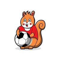 Eichhörnchen niedlich spielen Fußball-Vektor-Illustration-design vektor