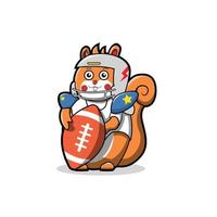 Eichhörnchen niedlich spielen American Football Ball Vector Illustration Design