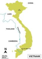karta över vietnam inkluderar regioner, mekongflod, sjön Tonle sap och gränsländerna Thailand, Kambodja, södra Kinas hav och laos vektor