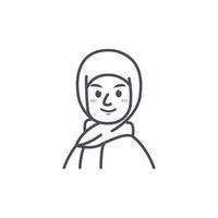 vacker hijab muslimsk flicka barn ansikte porträtt platt illustration för profilbild vektor