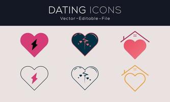 Reihe von Dating-Logo-Symbolen. design für web und mobile app vektor