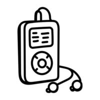 Handheld-Musikplayer, Doodle-Symbol von mp3 vektor