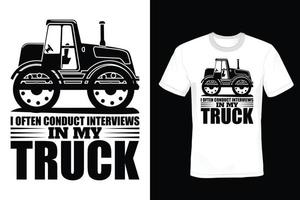 LKW-T-Shirt-Design, Vintage, Typografie vektor