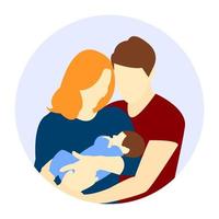 Familie. Mama und Papa halten das Baby im Arm. Mutterschaft. Vaterschaft. Vektor-Illustration vektor