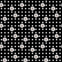 seamless mönster med vita prickar med körsbärsblom på en svart bakgrund. design för förpackningar, tyger, textilier, vykort. vektor illustration