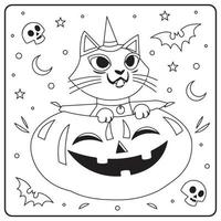 Halloween-Katzen-Malvorlagen für Kinder vektor