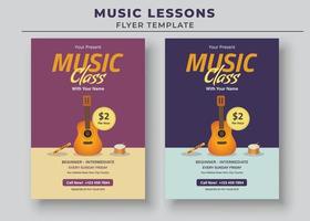 Musikunterricht-Flyer-Vorlage, Klavierunterricht-Poster, Musikunterricht-Poster, Gitarrenunterricht-Poster vektor