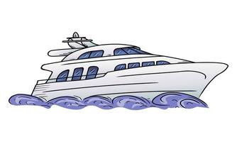 Yacht. handgezeichnete Doodle-Yacht