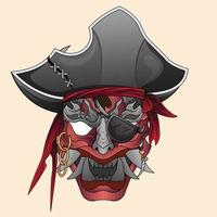 oni mask devil foor tattoos schwarz-weiß gruselige japanische dämonenmaskenillustration vektor