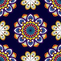 ikat abstrakt geometrisk mandala etnisk sömlös design. aztec tyg matta mandala ornament textil dekorationer tapet. tribal boho infödda mandalas kalkon traditionella broderi vektor