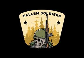 skalle och soldater hjälm med vapen illustration vektor