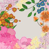 bakgrund med blommor och blad. vektor illustration gratulationskort.