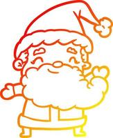 warme Gradientenlinie Zeichnung Weihnachtsmann vektor