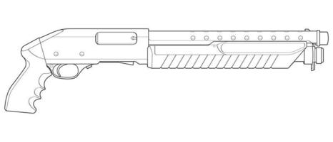 skjutvapen linjekonststil, skjutvapen, vapenillustration, vektorlinje, pistolillustration, modern pistol, militärkoncept, pistolstreckkonst för träning vektor