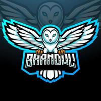 Schleiereule Vogel Maskottchen. E-Sport-Logo-Design vektor