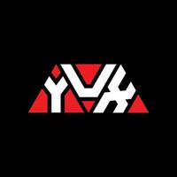 Yux-Dreieck-Buchstaben-Logo-Design mit Dreiecksform. Yux-Dreieck-Logo-Design-Monogramm. Yux-Dreieck-Vektor-Logo-Vorlage mit roter Farbe. yux dreieckiges Logo einfaches, elegantes und luxuriöses Logo. yux vektor