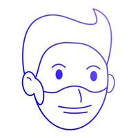 einfaches blaues lineares Symbol mit Farbverlauf, Mann in medizinischer Maske. isoliert auf weiß vektor