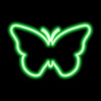 grüne Leuchtreklame des Schmetterlings auf schwarzem Hintergrund vektor