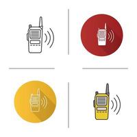 walkie talkie ikon. polisens radio. platt design, linjär och färgstilar. isolerade vektorillustrationer vektor