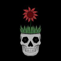 Totenkopf-Blumenillustrationsvektor für T-Shirt-Jacken-Hoodie kann für Aufkleber usw. verwendet werden vektor