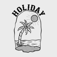 Strandurlaub-Illustrationsvektor für T-Shirt-Jacken-Hoodie kann für Aufkleber usw. verwendet werden vektor