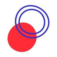 Vektor abstrakte Formen. rote Flecken mit blauen Konturen von Kreisen. moderne Ornamente. abstrakte ClipArt.