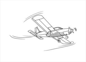 flygplan ritning linjekonst vektorillustration för målarbok. tecknad flygplan ritning för målarbok för barn och barn. skiss konst ritning för målarbok. stridsflygplan och helikopter. vektor