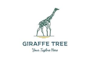 Afrikanische Akazienbaumgiraffe für Savannensafari-Logo-Designvektor vektor