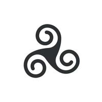 Triskele Strichzeichnungen. altes symbol der keltischen spirale. Rotationssymmetrie. Vektor auf weißem Hintergrund